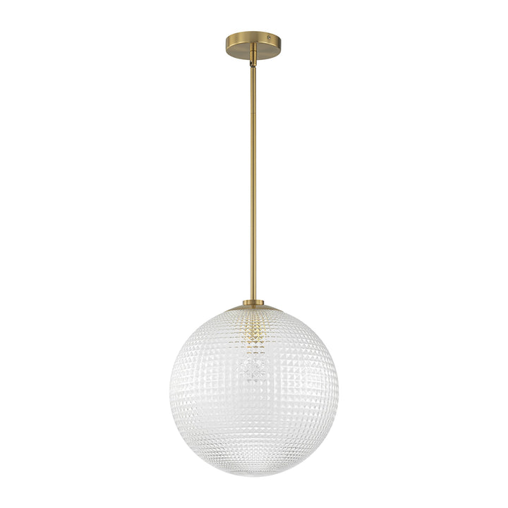 Lunara 1-Light Glass Globe Grid Textured Modern Pendant (14") My Store