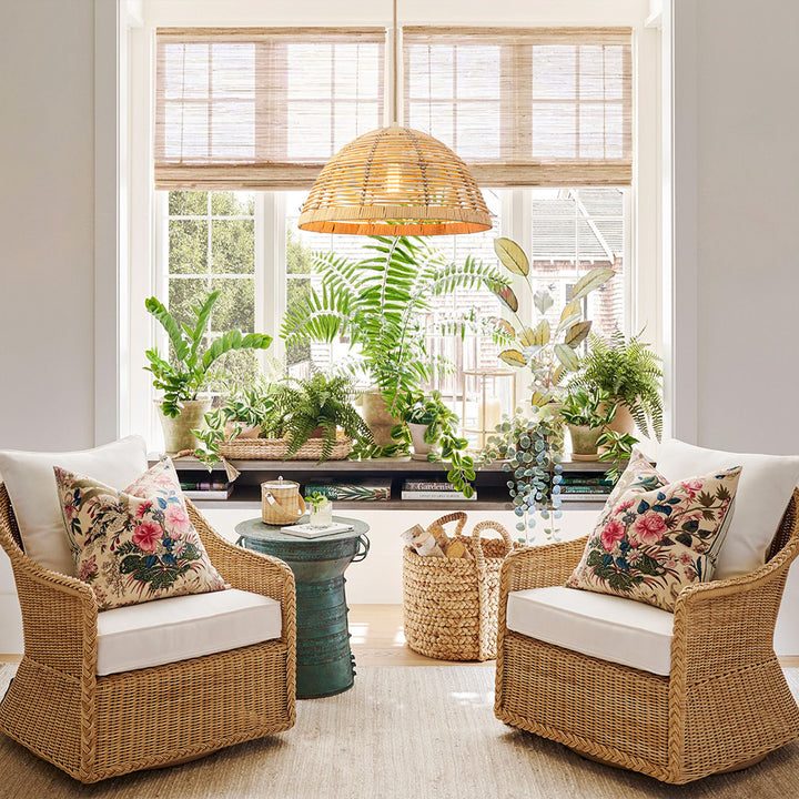 Arcluna 1-Light Natural Bamboo Woven Dome Boho Pendant (20") Brightelier