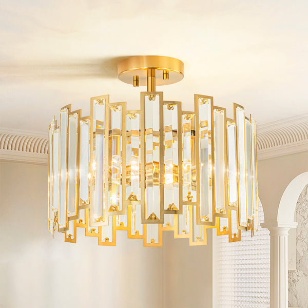 Brindlea 5-Light Cage Cylinder Drum Modern Glam Semi-Flush Mount (14")
