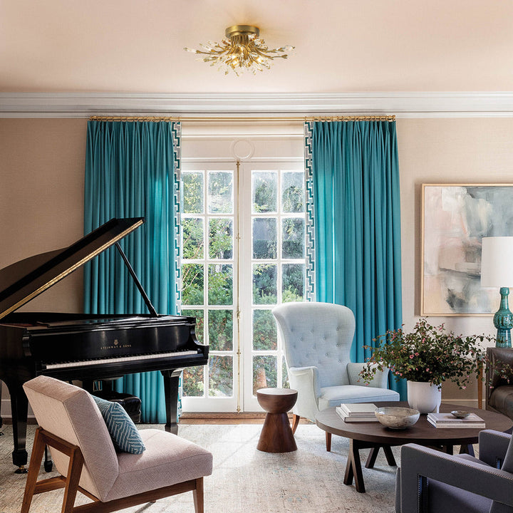 Fiorene 4-Light Crystal Linear Industrial Semi-Flush Mount (21") My Store