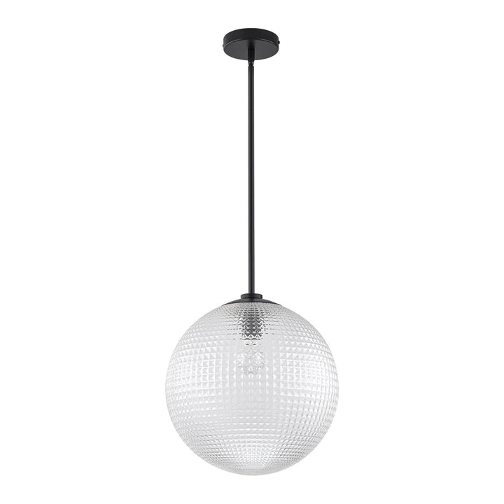 Lunara 1-Light Glass Globe Grid Textured Modern Pendant (14") My Store