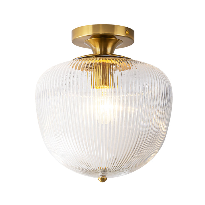 Terrana 1-Light Ribbed Glass Mid-Century Modern Semi-Flush Mount (10") Brightelier