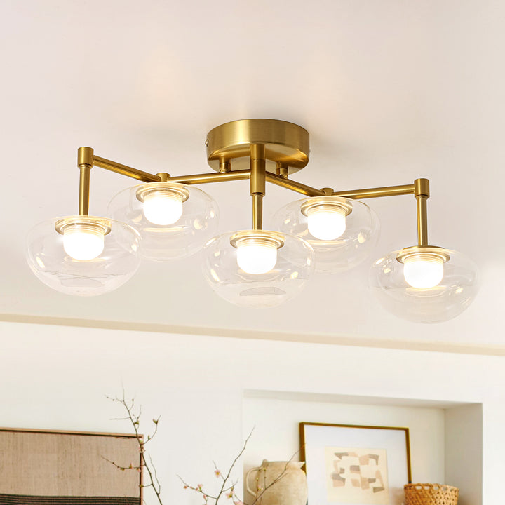 Veylin 5-Light Dimmable LED Glass Modern Flat Globe Wall/Ceiling Mounted Light(20") My Store