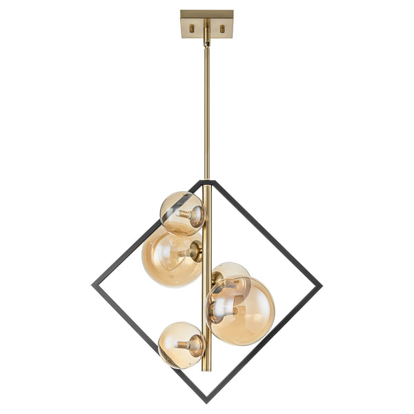 Noctiva 5-Light Dimmable Amber Glass Transitional Geometric Chandelier (20")