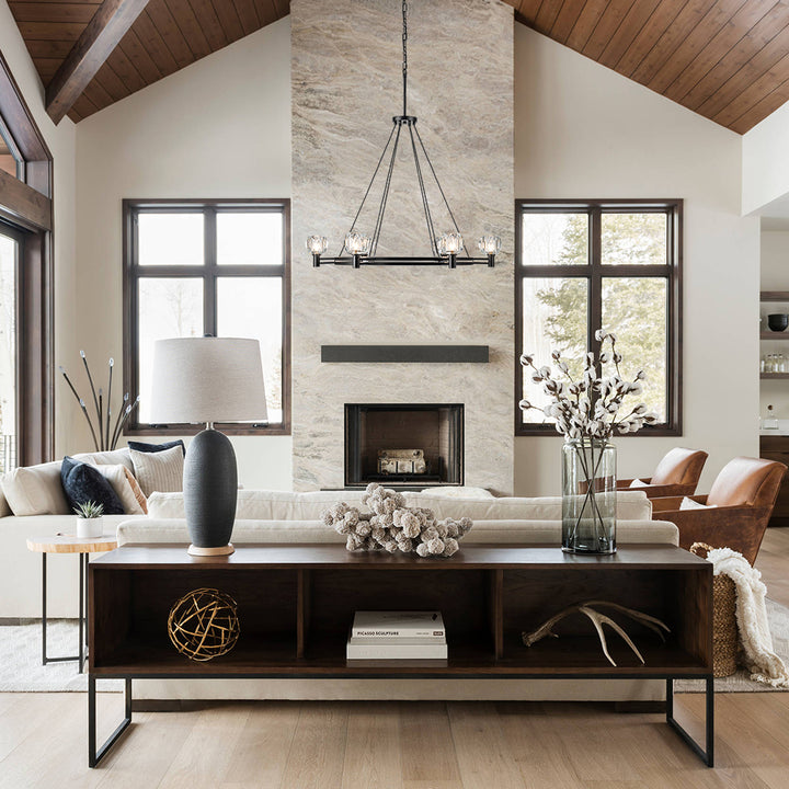 Dresqui 6-Light Dimmable Wheel Crystal Mid-Century Chandelier (35") Brightelier