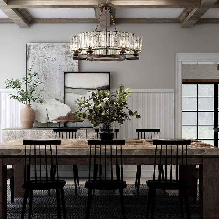 Virelle 6-Light Cylinder Drum Crystal Industrial Chandelier (25") Brightelier