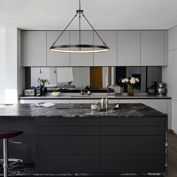 Brixia 1-Light Dimmable Aluminum LED Wagon Wheel Modern Pendant (38") My Store