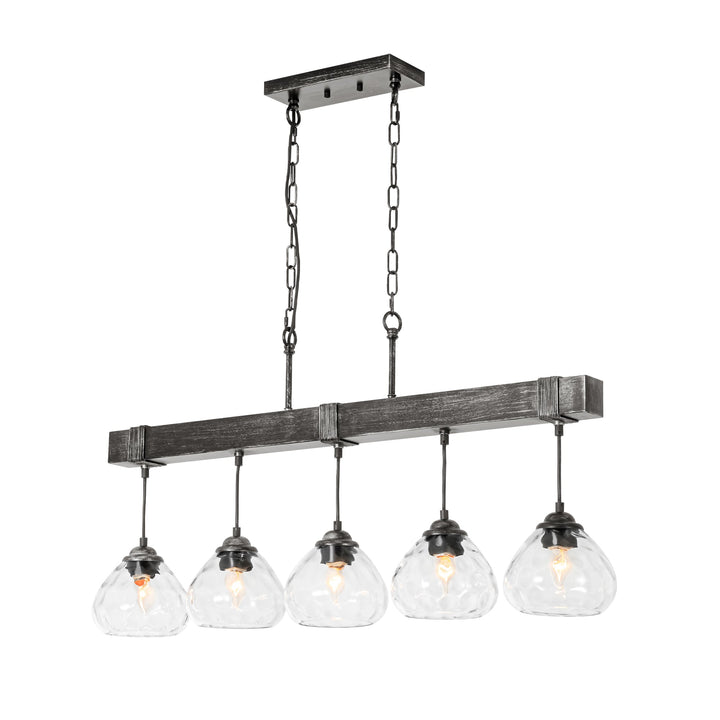 Zenvia 5-Light Dimmable Glass Transitional Linear Chandelier(39") My Store