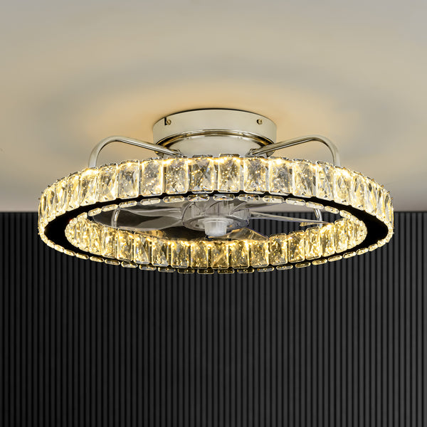 Optryx LED Crystal Modern Semi-Flush Ceiling Fan (20")
