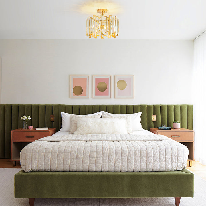 Brindlea 5-Light Cage Cylinder Drum Modern Glam Semi-Flush Mount (14") Brightelier