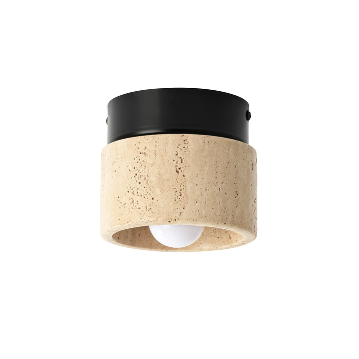 Orvra 1-Light Yellow Travertine Modern Cylindrical Wall/Ceiling Mounted Light (4") My Store