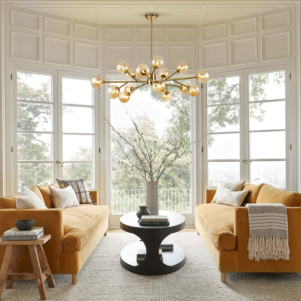 Veylin 15-Light Dimmable Glass Sputnik Modern Linear Chandelier