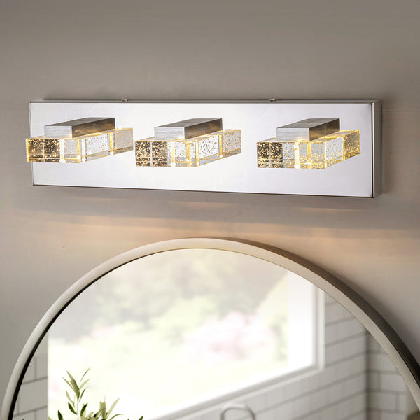 Brillio 3-Light Dimmable Crystal LED Modern Vanity Wall Sconce (18")