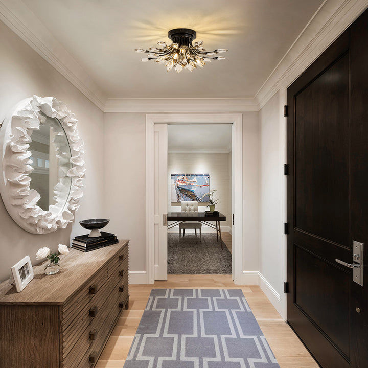 Fiorene 4-Light Crystal Linear Industrial Semi-Flush Mount (21") Brightelier