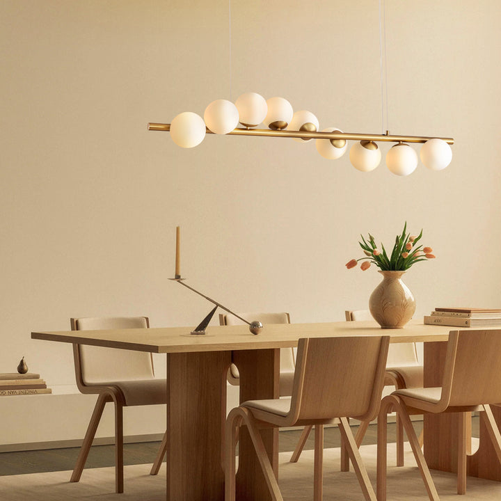 Zenvia 9-Light Linear Bubble Contemporary Kitchen Island Pendant (48") Brightelier