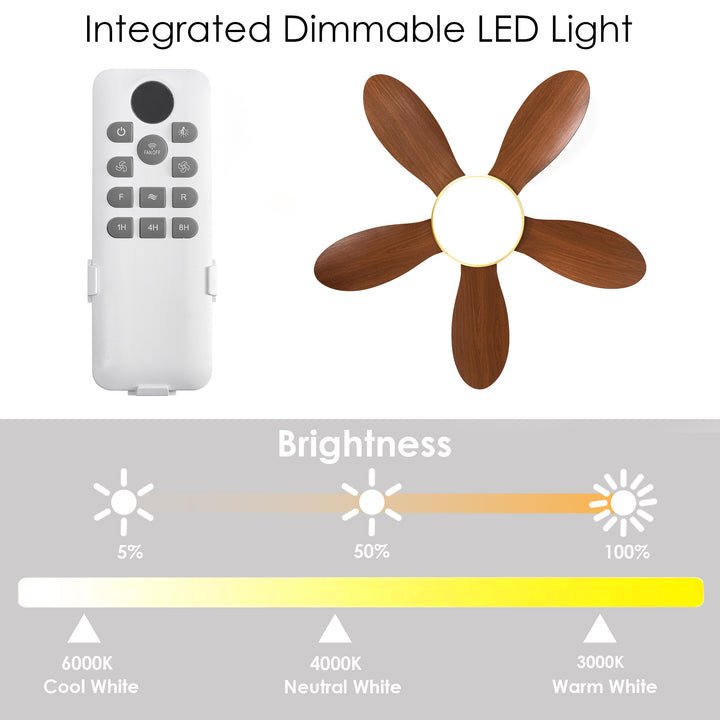 Stelo Dimmable LED Flush Mount Mid-Century Modern Large Ceiling Fan Light (51") Brightelier