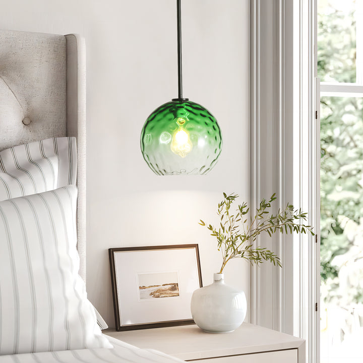 Sylvia 1-Light Dimmable Green Gradient Glass Transitional Globe Pendant (10") My Store