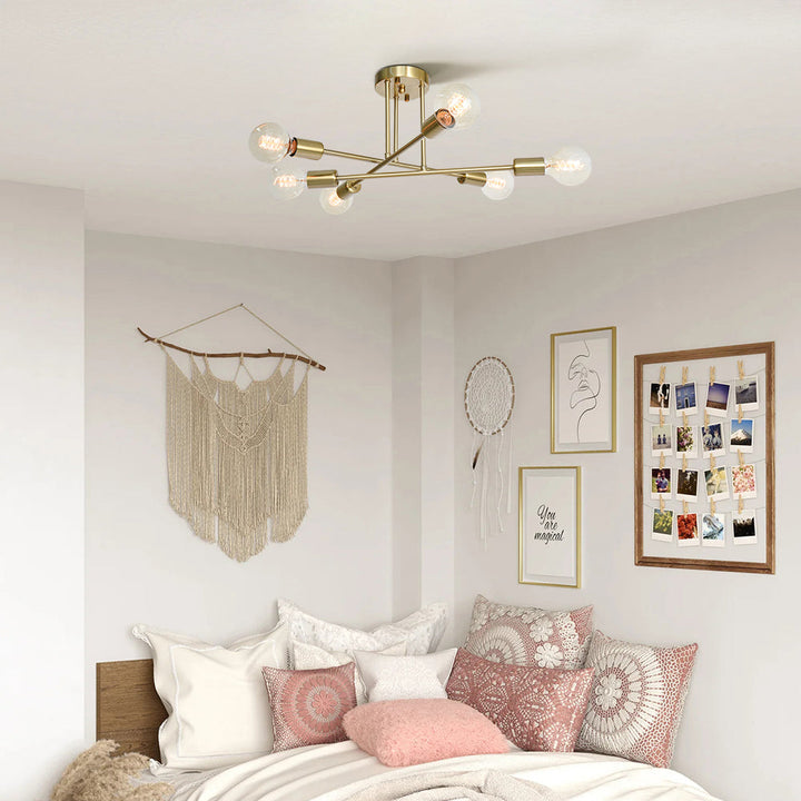 Whispora 6-Light Dimmable Sputnik Modern Semi Flush Mount (24") My Store