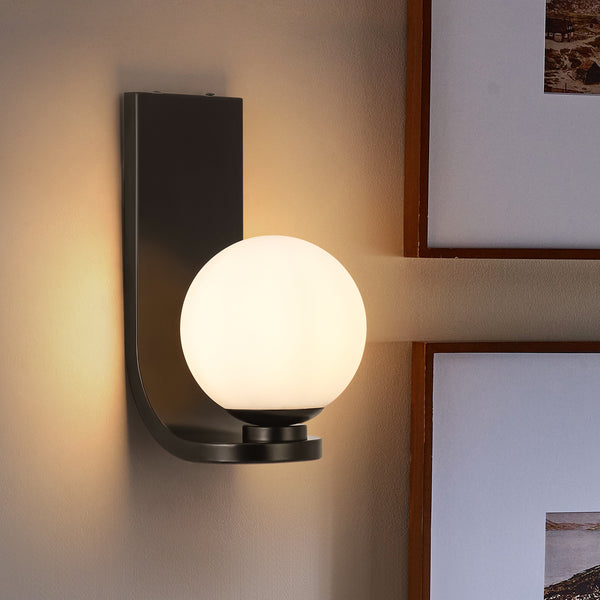 Tranquix 1-Light Matte Black J-Shaped Wall Sconce (8") Brightelier