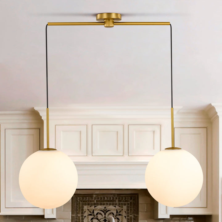 Virelo 2-Light Opal Frosted Globe Bubble Kitchen Island Pendant (36") My Store