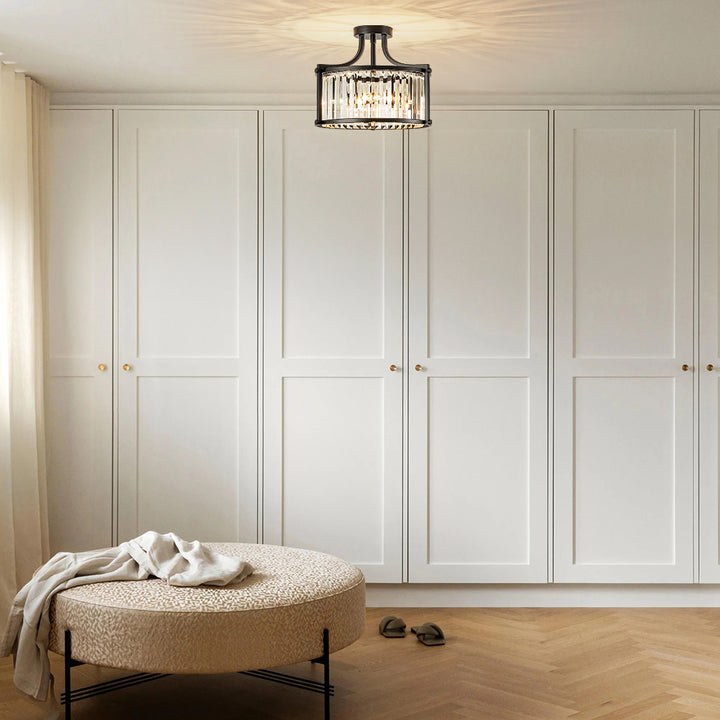 Virelle 8-Light Drum Crystal Mid-Century Semi-Flush Mount (15") Brightelier