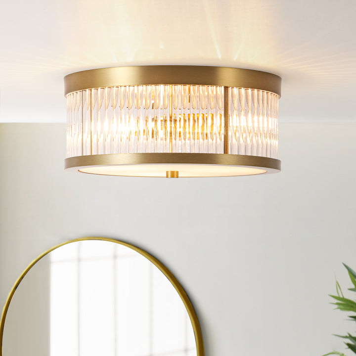 Zylla 3-Light Dimmable Glass Transitional Drum Flush Mount (12") My Store