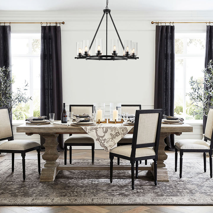 Dresqui 12-Light Dimmable Wagon Wheel Industrial Chandelier (39") Brightelier