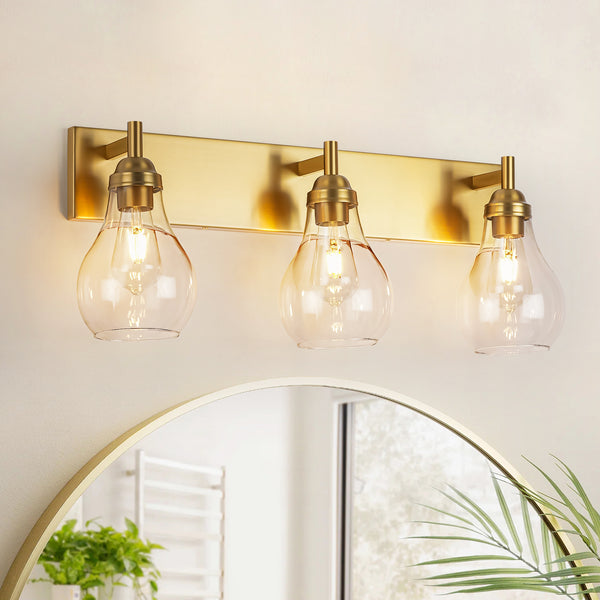 Eclara 3-Light Metal Dimmable Glass Modern Unique Statement Vanity Wall Sconce (28")