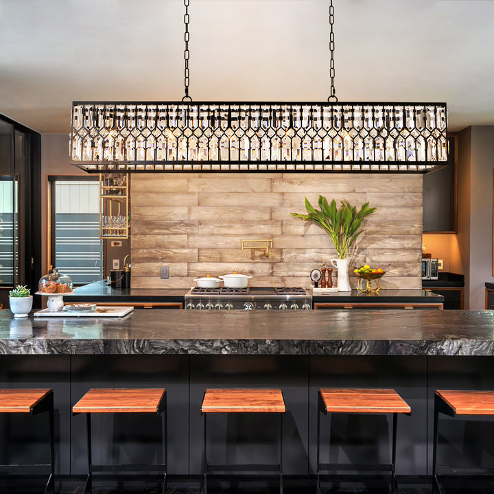 Zenvia 6-Light Crystal Rectangle Island Glam Chandelier (48") Brightelier