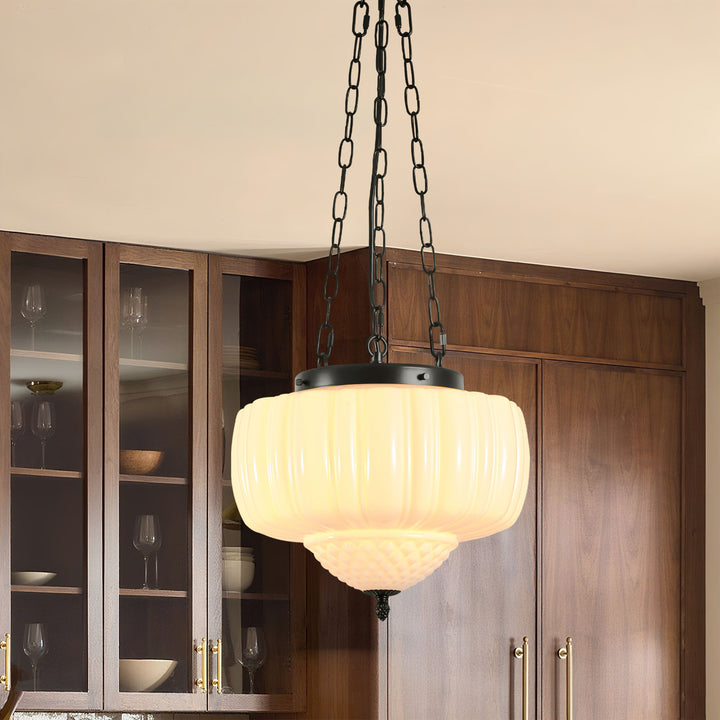 Axuvia 1-Light White Schoolhouse Traditional Pendant (15") Brightelier