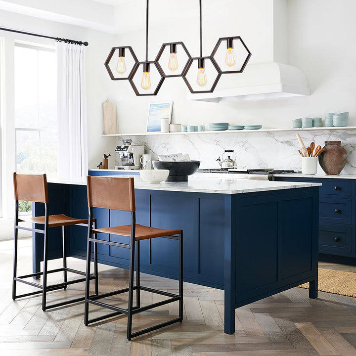 Noctiva 5-Light Square Geometric Modern Pendant (39") Brightelier