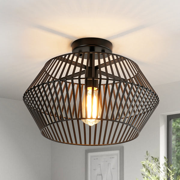 Arcluna 1-Light Dimmable Lantern Industrial Flush Mount (16") Brightelier