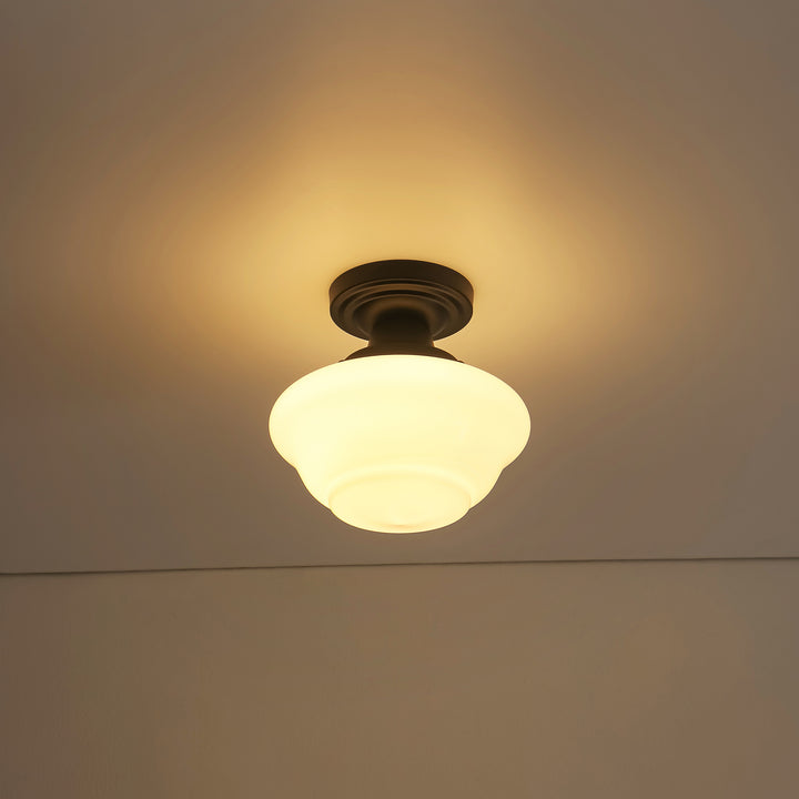 Terrana 1-Light Opal Modern Modern Semi-Flush Mount (12") Brightelier