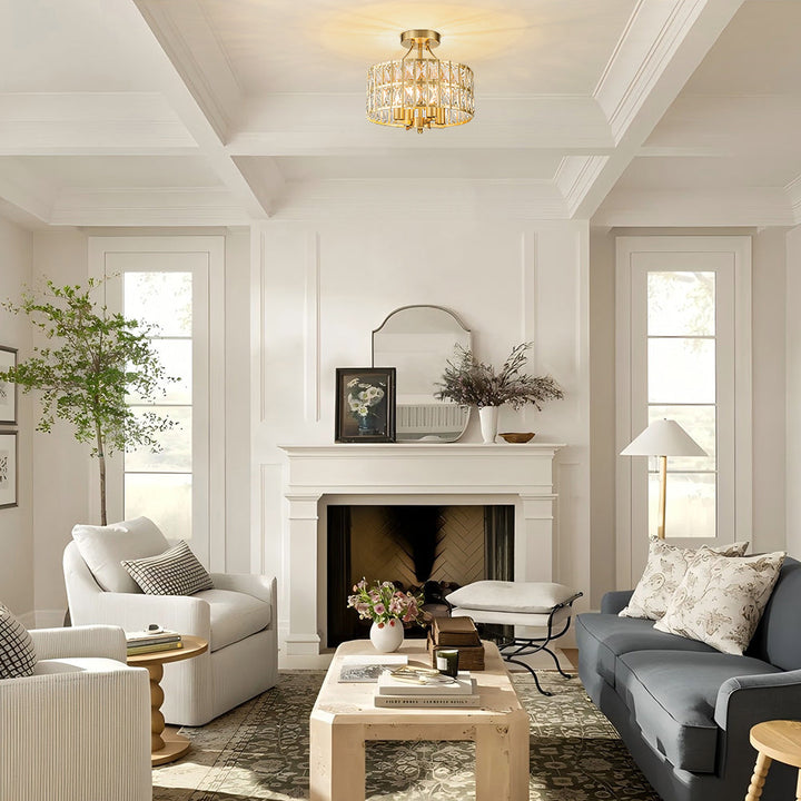 Brindlea 4-Light Dimmable Crystal Drum Glam Semi-Flush Mount (13") My Store