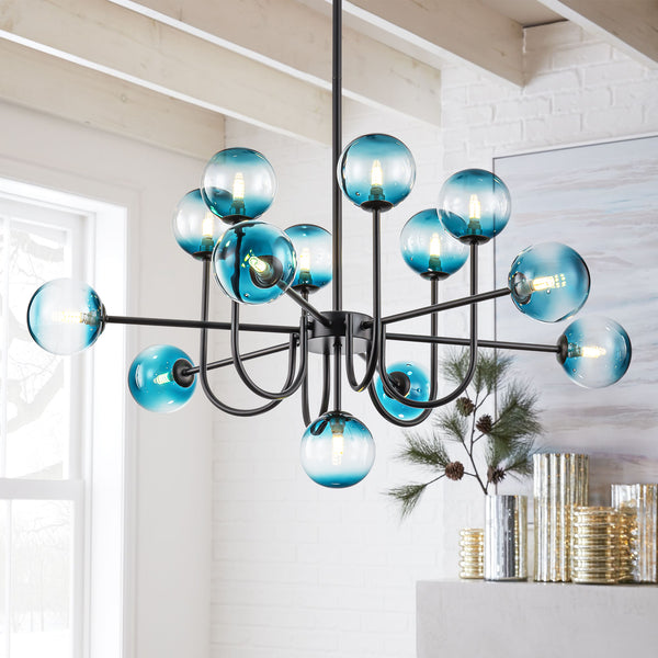 Dresqui 13-Light Sputnik Modern Linear Glass Bubble Chandelier (39")