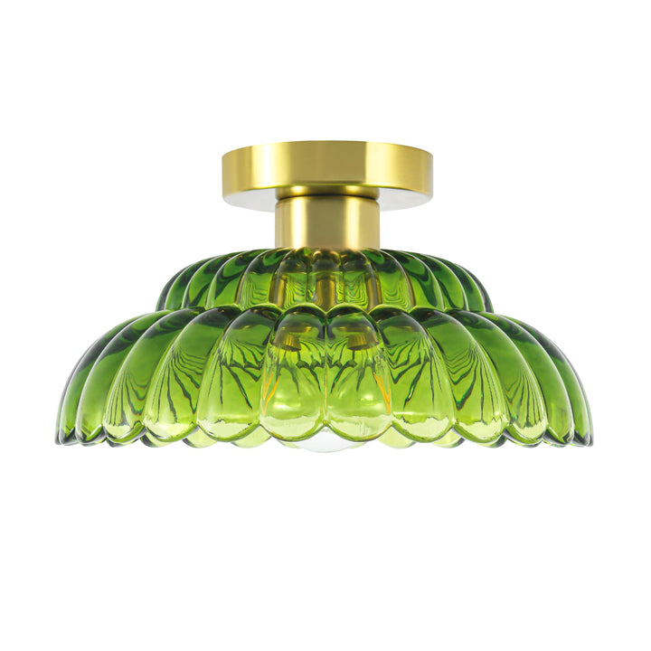 Velthra 1-Light Dimmable Glass Vintage Shaded Flush Mount(11") My Store