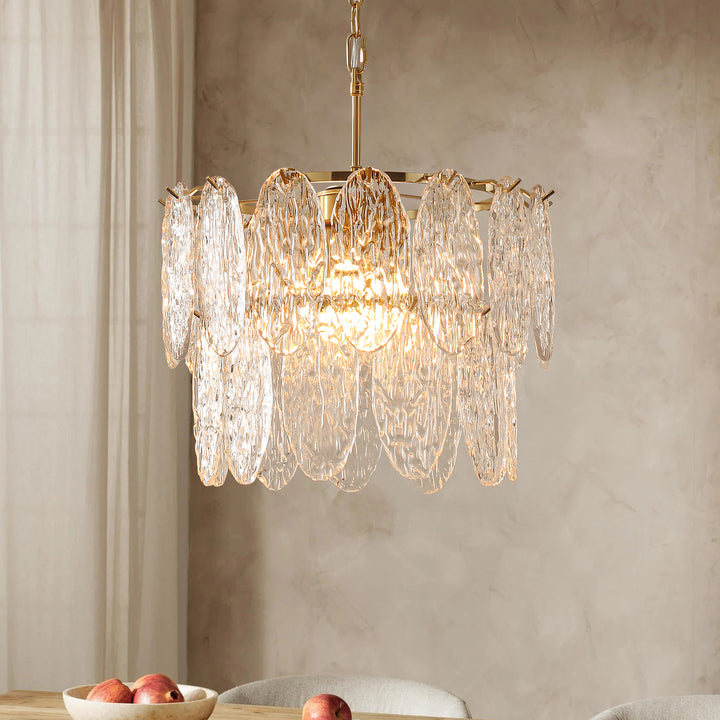 Brindlea 2-Light Drum Pressed Tiered Glass Crystal Transitional Chandelier (24") Brightelier