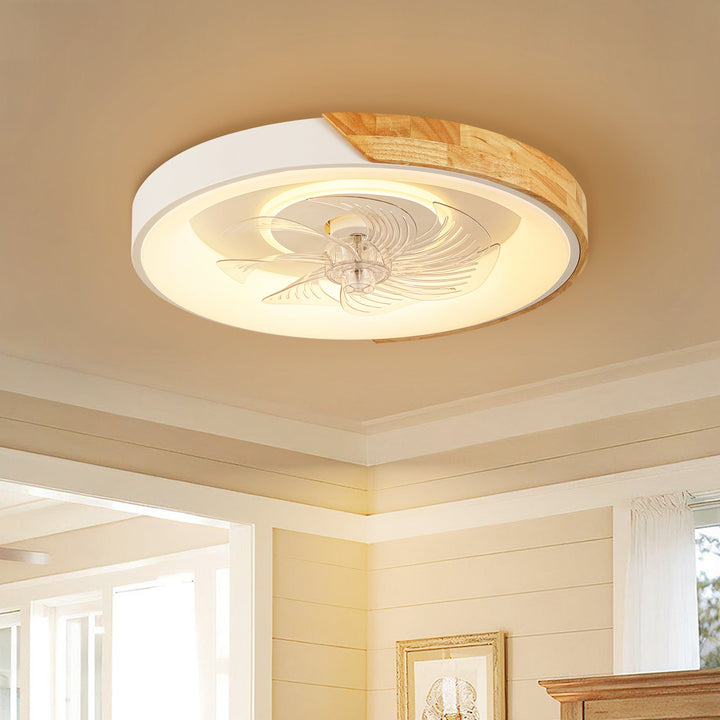 Auralyn 1-Light Dimmable Wood LED Country Round Ceiling Fan (19") My Store