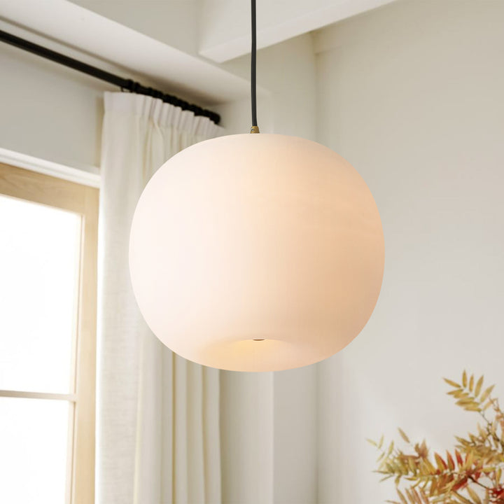 Veylin 1-Light Dimmable LED Opal Glass Farmhouse Shaded Pendant (12") My Store