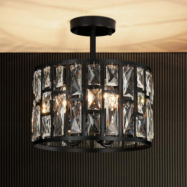 Auralyn Dimmable Crystal Modern Drum Flush Mount(11"-16")