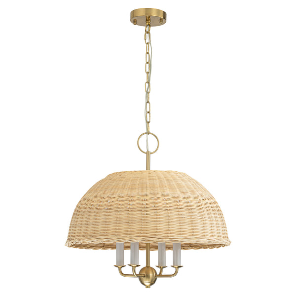 Arcluna 1-Light Woven Rattan Dome French Country Chandelier (20")