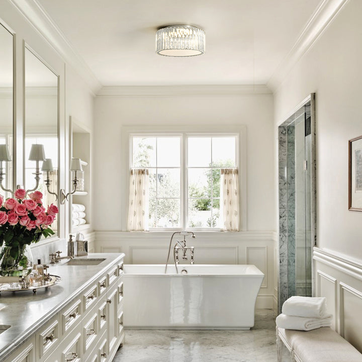 Auralyn 1-Light Dimmable Crystal LED Modern Round Flush Mount (13") Brightelier