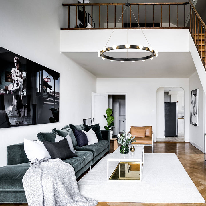 Glintory 12-Light LED Wagon Wheel Integrated Modern Chandelier (34") Brightelier