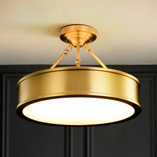 Rondira 1-Light LED Drum Transitional Semi-Flush Mount (19")