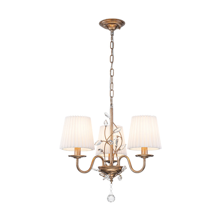 Dresqui 3-Light Dimmable Vintage Antique Fabric Pleated Shades Chandelier (21") Brightelier