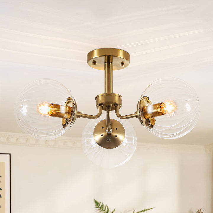 Soluma 3-Light Dimmable Glass Bubble Semi Flush Mount (23") My Store