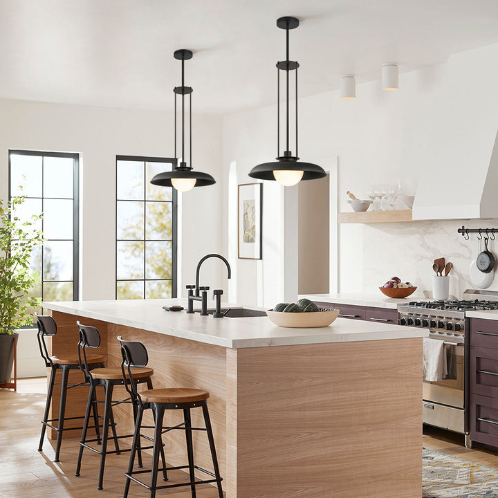 Sparnix 1-Light Linear Opal Bowl Glam Pendant (16") Brightelier