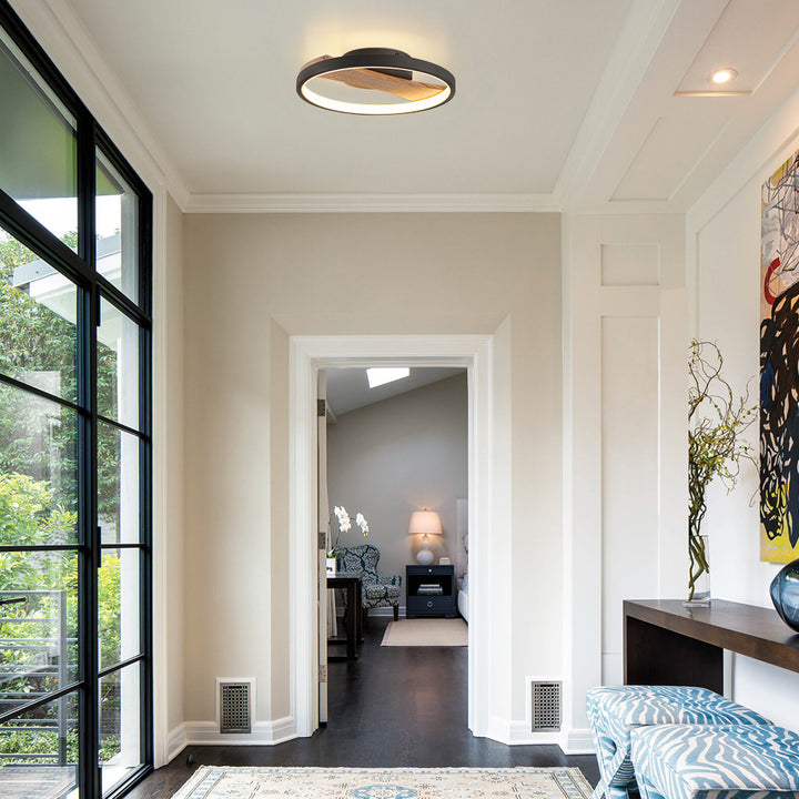 Lumisca LED Circle Round Wood Integrated Modern Semi-Flush Mount (12") Brightelier