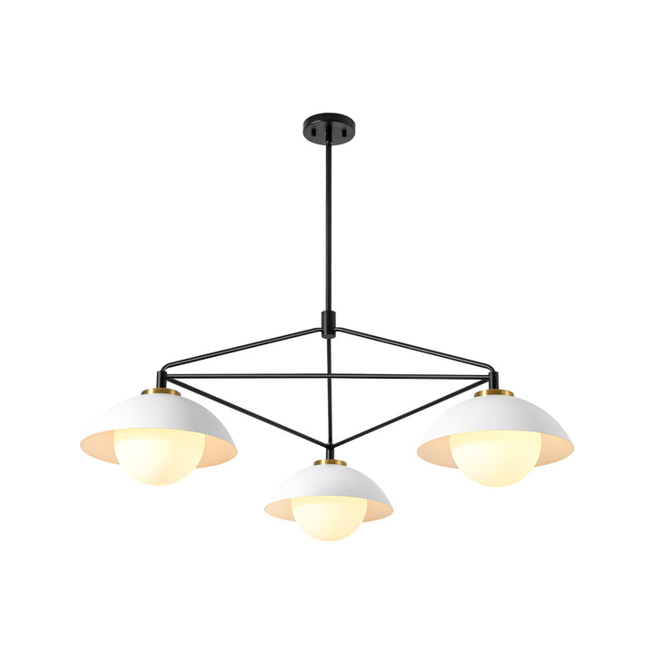 Velroa 3-Light Dimmable Glass Industrial Dome Shaded Chandelier (42") My Store