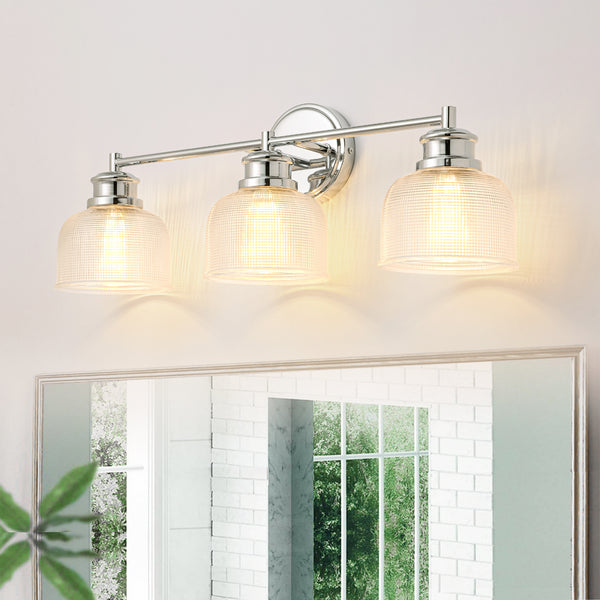 Orbliss 3-Light Linear Bowl Grid Glass Modern Vanity Light (24")
